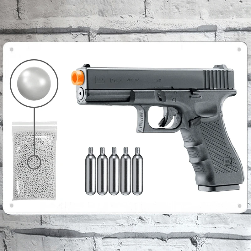 Glock G17 Gen4 C02 Airsoft Armas Blowback - KWC Airsoft Pistol with Included 5x12 Gram CO2 Metal Wall Sign 8*12inch
Glock G17 Gen4 C02 Airsoft Armas Blowback - KWC Airsoft Pistol with Included 5x12 Gram CO2 Metal Wall Sign 8*12inch