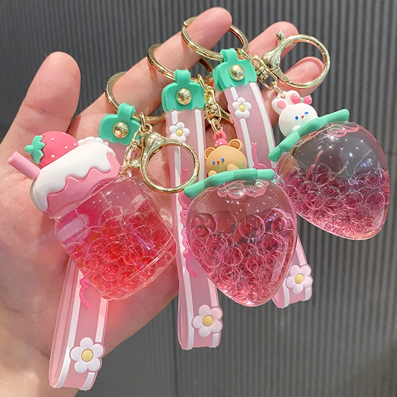 Sweet Strawberry Cream Fruit Cup Keychain Acrylic Moving Liquid Quicksand Pink Beads Keyring Women Bag Pendant Keyfob Gift
Sweet Strawberry Cream Fruit Cup Keychain Acrylic Moving Liquid Quicksand Pink Beads Keyring Women Bag Pendant Keyfob Gift