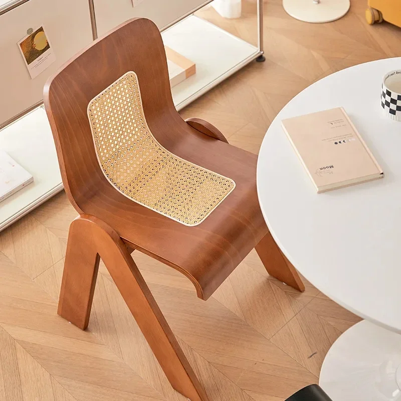 

Скандинавский винтажный стул из массива дерева со спинкой из ротанга, комод для гостиной, современный обеденный стул для детской комнаты