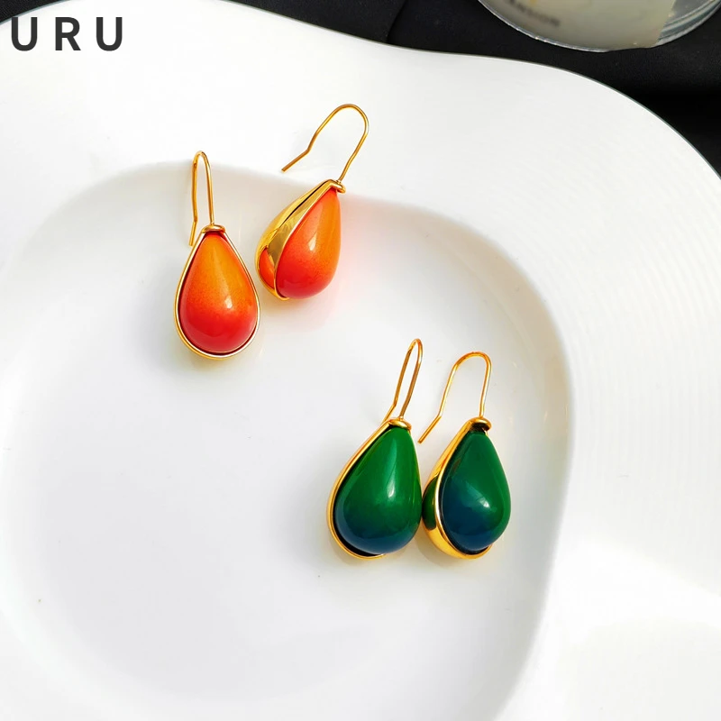 Fashion Jewelry Pretty Teardrop Earrings Hot Sale Popular Design Gold Color Orange Green Resin Earrings For Girl Party Gifts
Fashion Jewelry Pretty Teardrop Earrings Hot Sale Popular Design Gold Color Orange Green Resin Earrings For Girl Party Gifts