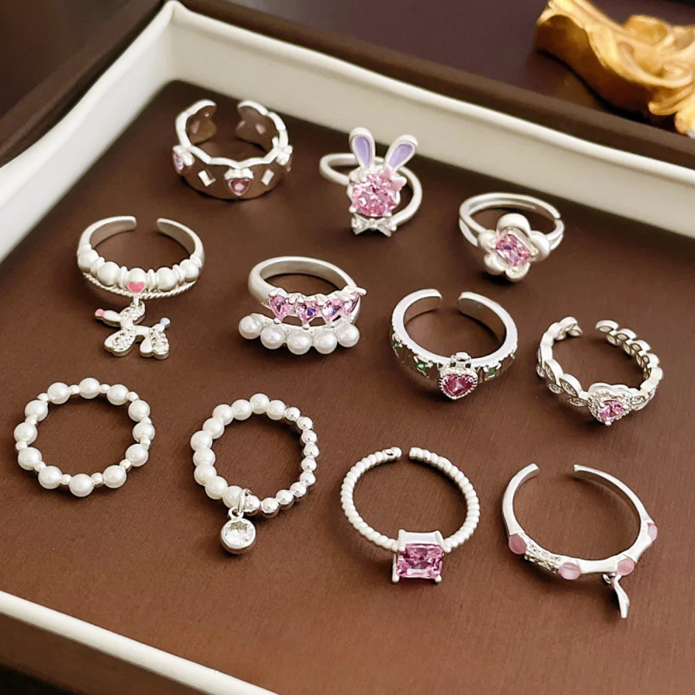Pink Zircon Bowknot Rabbit Open Ring Japanese and Korean Sweet and Exquisite Girl Heart Ring Fashion Light Luxury Handpiece
Pink Zircon Bowknot Rabbit Open Ring Japanese and Korean Sweet and Exquisite Girl Heart Ring Fashion Light Luxury Handpiece