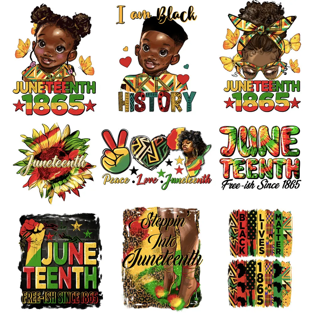 Decals Juneteenth 1865 Iron On Patches Emancipation Day Tshirt Stickers Ironing Printing for Tops DIY Decals Heat Transfers
Decals Juneteenth 1865 Iron On Patches Emancipation Day Tshirt Stickers Ironing Printing for Tops DIY Decals Heat Transfers