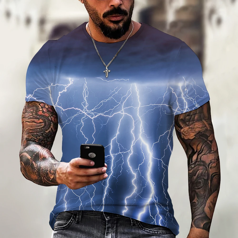 Street Cool Men's T-shirt Summer New 3d Print Lightning Graphic Short-sleeved Top Outdoor Casual Oversized Pullover Tees For Men
Street Cool Men's T-shirt Summer New 3d Print Lightning Graphic Short-sleeved Top Outdoor Casual Oversized Pullover Tees For Men