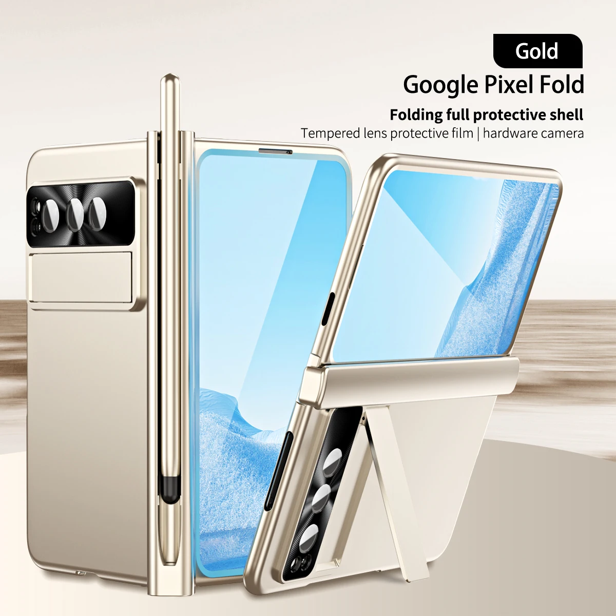 Double Hinge Folding Shell S pen slot Stylus For Google Pixel Fold case Kickstand Glass Film Screen Cover For Pixel Fold Case
Double Hinge Folding Shell S pen slot Stylus For Google Pixel Fold case Kickstand Glass Film Screen Cover For Pixel Fold Case