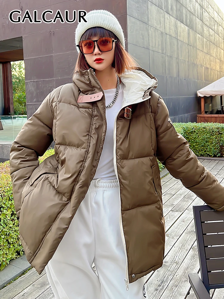 GALCAUR Hooded Collar Coats For Women Long Sleeve Patchwork Button Hit Color High Street Loose Parkas Female Clothing Winter New
GALCAUR Hooded Collar Coats For Women Long Sleeve Patchwork Button Hit Color High Street Loose Parkas Female Clothing Winter New