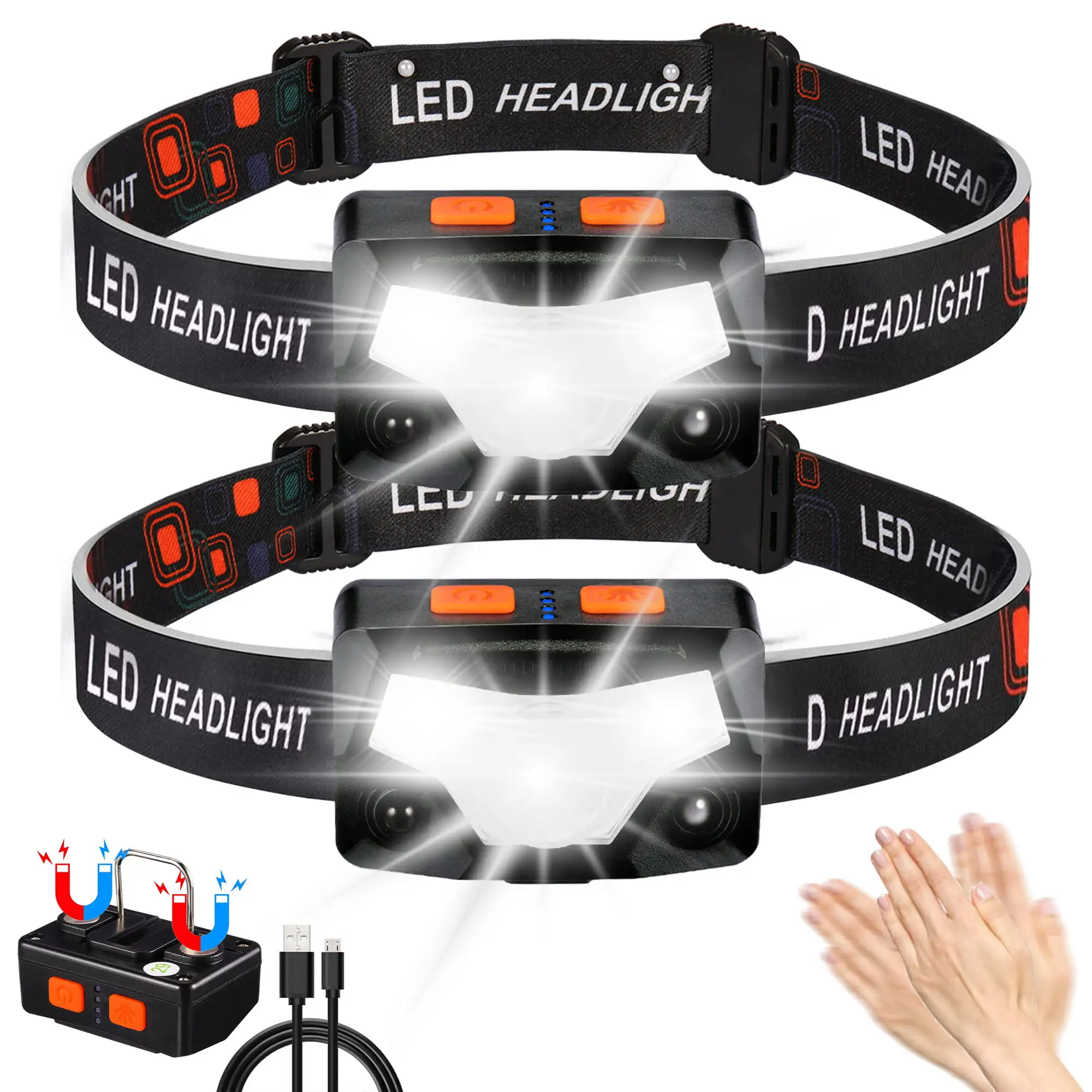 Headlamp Rechargeable, 1500 Lumen LED Headlamp Flashlight with Motion Sensor, 2 Pack Waterproof Headlight Head Light
Headlamp Rechargeable, 1500 Lumen LED Headlamp Flashlight with Motion Sensor, 2 Pack Waterproof Headlight Head Light