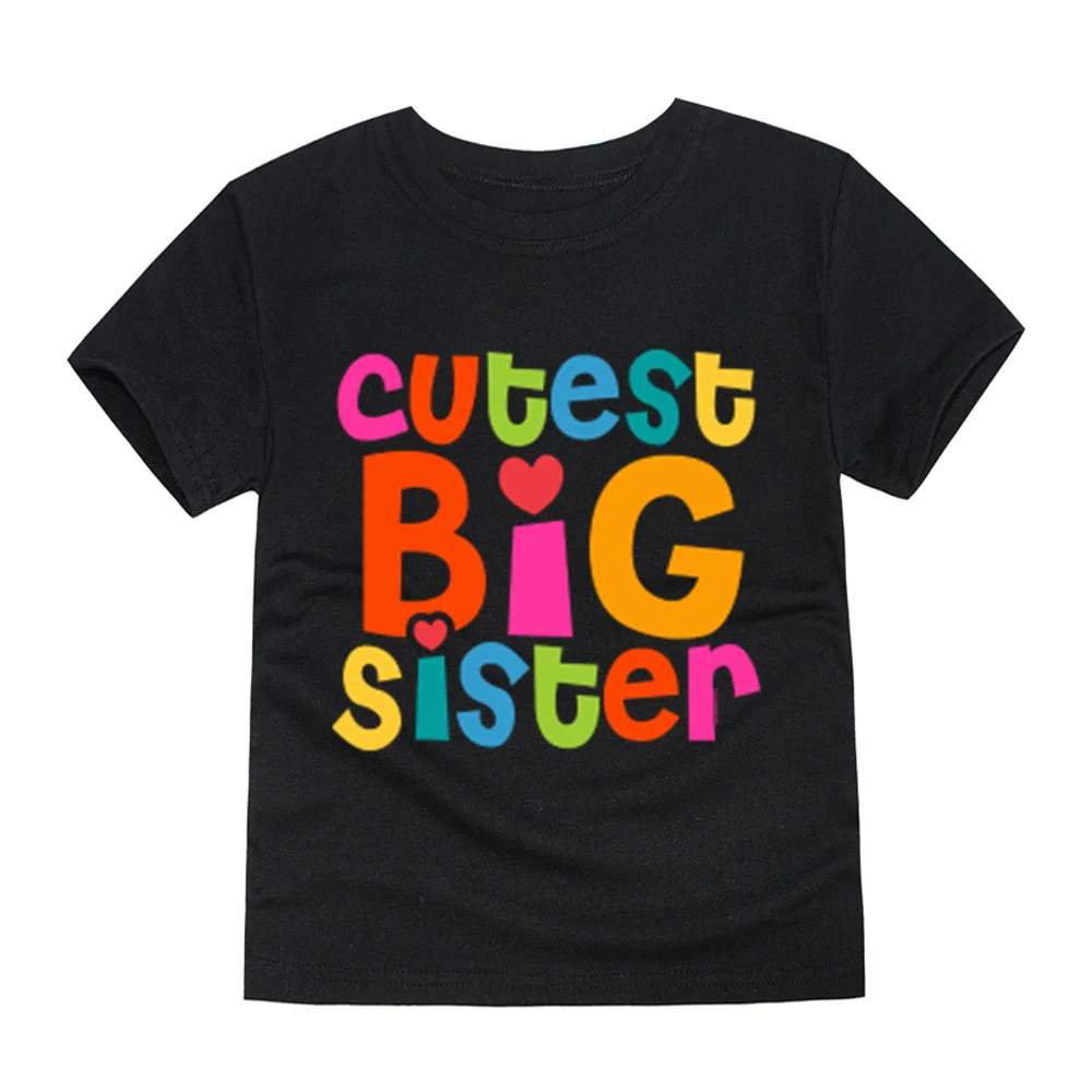 

Новые детские футболки для девочек, детские рубашки, Детские хлопковые футболки с коротким рукавом и надписью, с милым принтом для старшей сестры, топы, одежда