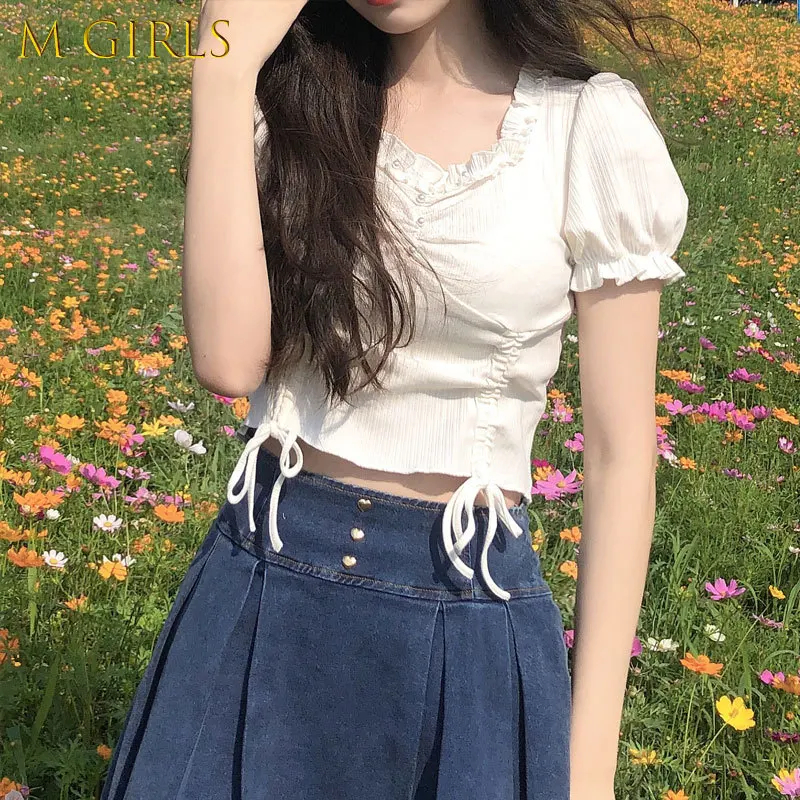 M GIRLS Summer Kawaii Sweet Blouse Tops Women Korean Puff Sleeve Slim V-Neck Casual Blouse Shirt Chic Designer Outing Cute Tops
M GIRLS Summer Kawaii Sweet Blouse Tops Women Korean Puff Sleeve Slim V-Neck Casual Blouse Shirt Chic Designer Outing Cute Tops