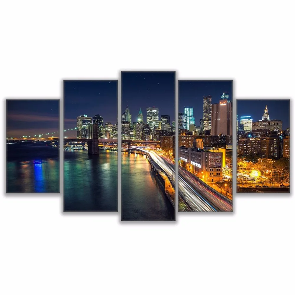 Modern Canvas Picture Wall Art Home Decor 5 Pcs Brooklyn Bridge Waterfront City Nightscape Painting HD Prints Poster can as gift
Modern Canvas Picture Wall Art Home Decor 5 Pcs Brooklyn Bridge Waterfront City Nightscape Painting HD Prints Poster can as gift