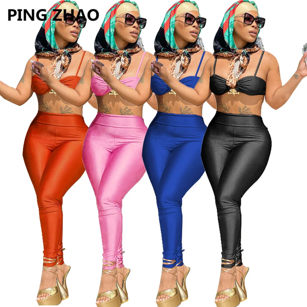 PING ZHAO Sexy Two Piece Set Women Solid Strapless Bra Crop Tops Leggings Joggers Pants Suit Tracksuit Outfit
PING ZHAO Sexy Two Piece Set Women Solid Strapless Bra Crop Tops Leggings Joggers Pants Suit Tracksuit Outfit