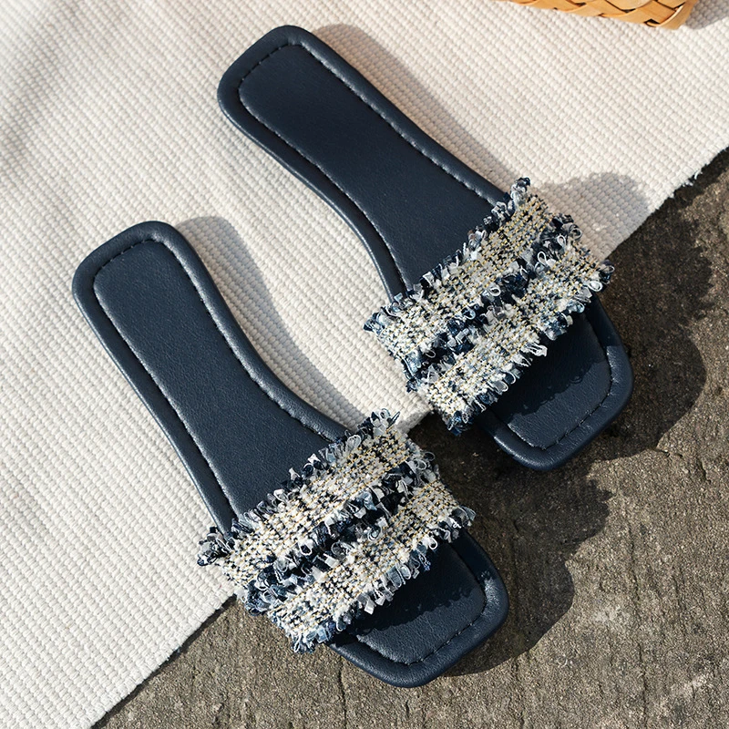 Женские летние шлепанцы, повседневные шлепанцы с бантом-бабочкой, женская обувь на плоской подошве, модель 2023 года