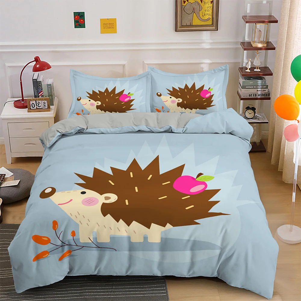 Hot Sale Cartoon Animal Bedding Set 2/3pcs Cute Hedgehog Quilt Cover With Pillowcase Single Twin Full Size For Kids Bedroom Gift
Hot Sale Cartoon Animal Bedding Set 2/3pcs Cute Hedgehog Quilt Cover With Pillowcase Single Twin Full Size For Kids Bedroom Gift