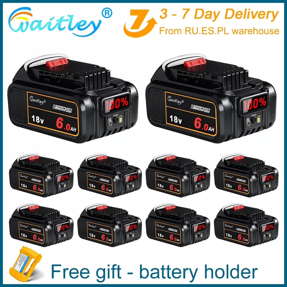 Waitley 18V 6Ah DCB200 for Dewalt power tools replaceable Li-ion battery compatible with Dewalt 18 Volt MAX XR lithium Batteries 
Waitley 18V 6Ah DCB200 for Dewalt power tools replaceable Li-ion battery compatible with Dewalt 18 Volt MAX XR lithium Batteries