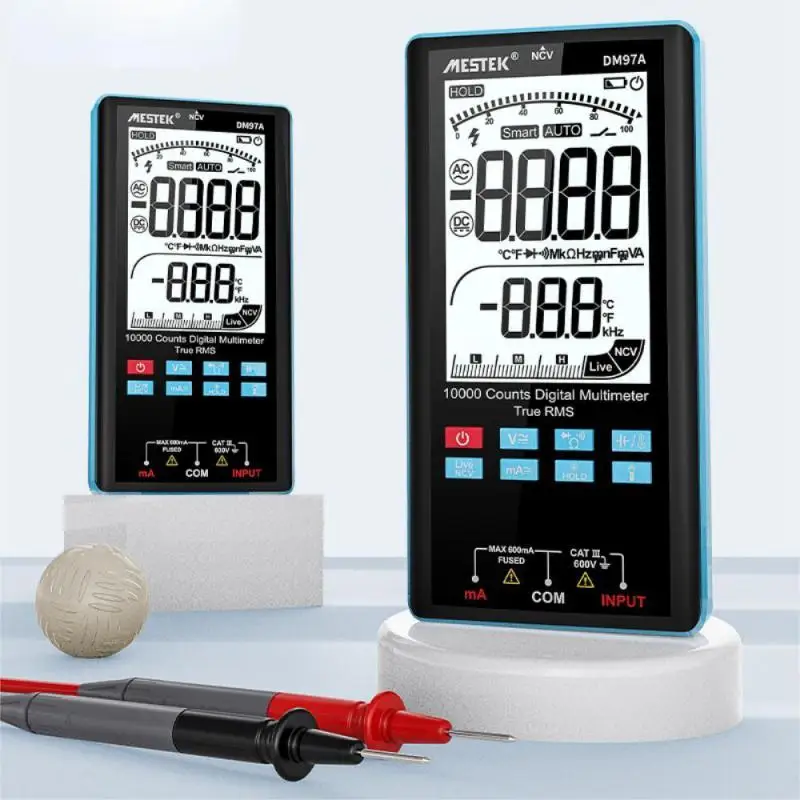 Цифровой мультиметр DM97A, высокоскоростной автоматический тестер напряжения постоянного тока, переменного тока, сопротивления, бесконтактного индикатора напряжения, 9999 отсчетов 
Цифровой мультиметр DM97A, высокоскоростной автоматический тестер напряжения постоянного тока, переменного тока, сопротивления, бесконтактного индикатора напряжения, 9999 отсчетов