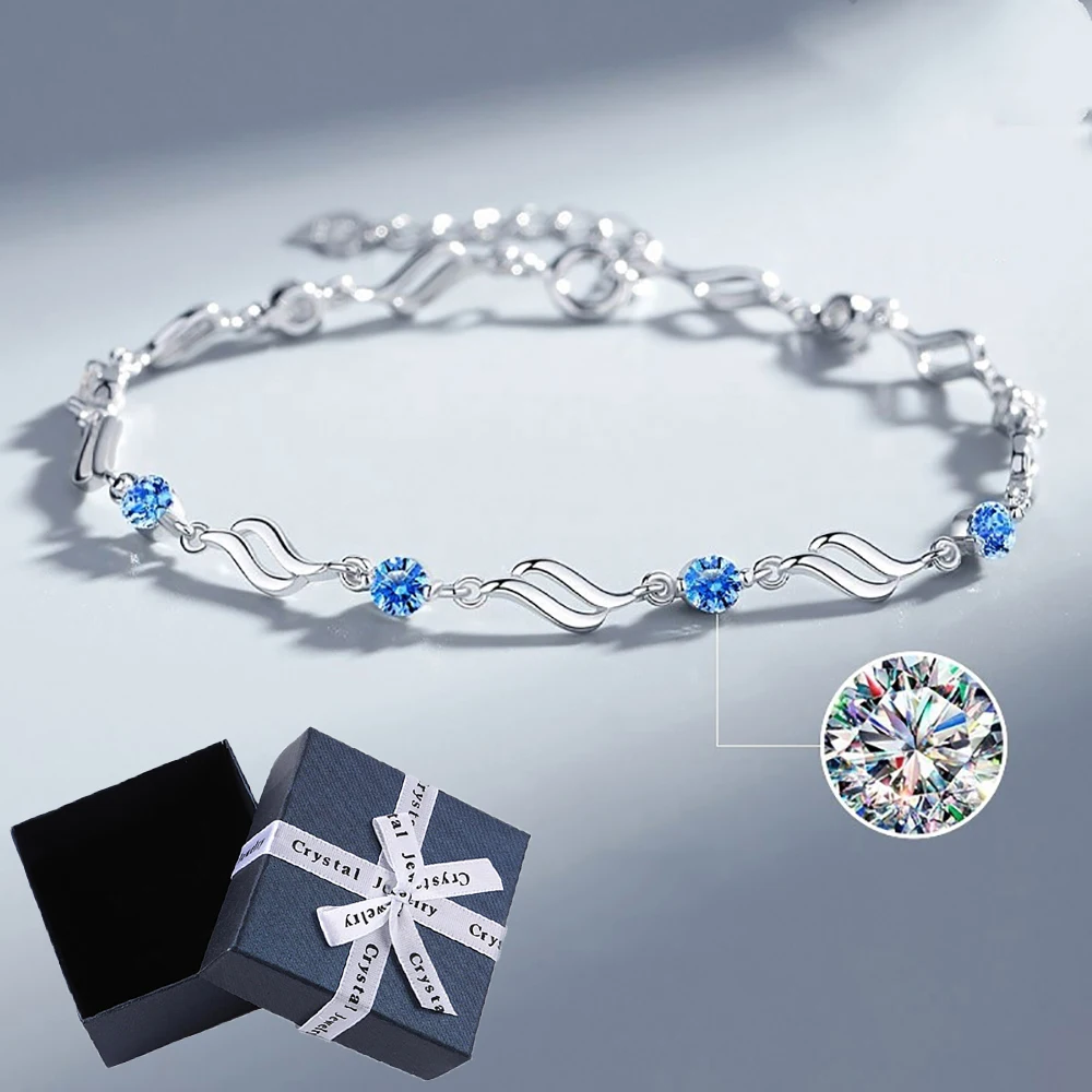 Women Heart of The Ocean CZ Bracelets 925 Sterling Silver Charm Bracelet Girl Zircon Jewelry With Delicate Gift Box
Women Heart of The Ocean CZ Bracelets 925 Sterling Silver Charm Bracelet Girl Zircon Jewelry With Delicate Gift Box