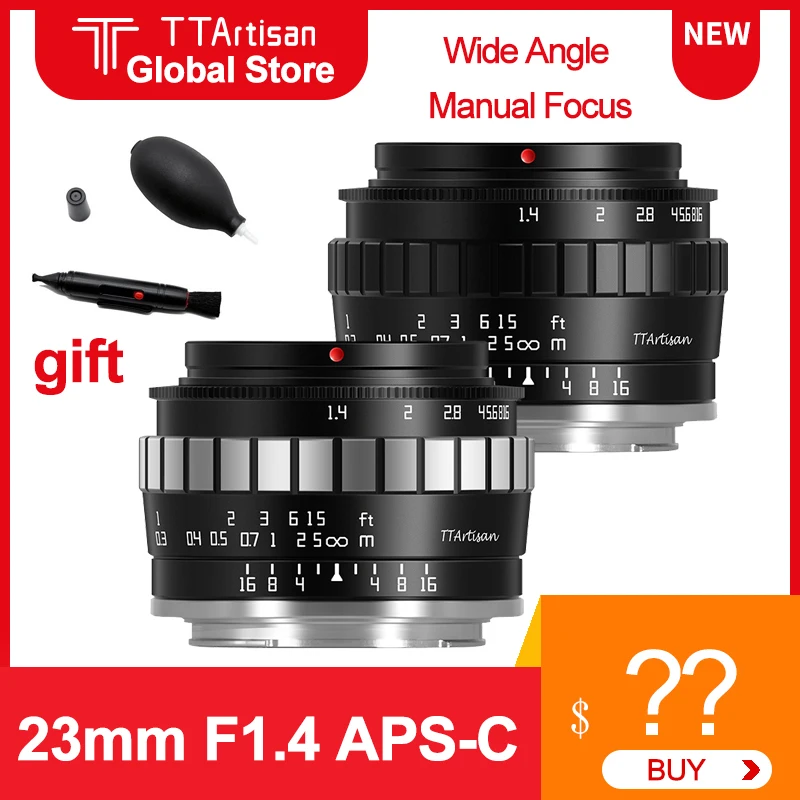 

TTArtisan 23 мм F1.4 объектив для камеры MF фотообъектив для Sony E Fuji X Nikon Z ZFC Canon APS-C EOSM Olympus Panasonic M4/3 крепление для камеры