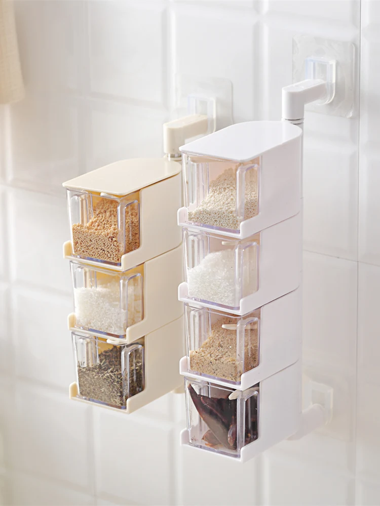 Multi-Tier 360 Degree Rotating Wall Mount Spice Rack Spice Seasoning Box Pepper Cumin Powder Box Jars Organizer Condiment Contai 
Multi-Tier 360 Degree Rotating Wall Mount Spice Rack Spice Seasoning Box Pepper Cumin Powder Box Jars Organizer Condiment Contai