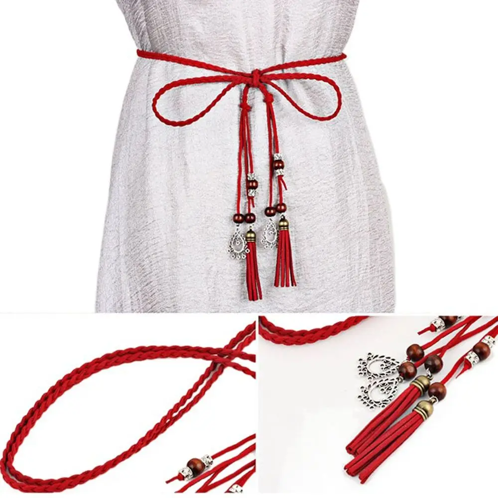 

For Women For Girls Woven Rope Knot Decorated Waistband Boho Style Tassles Belts Waist Rope Braided Belt Waist Chain