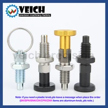VCN217 Stainless Steel/Carbon Steel Self-locking/Return Type Indexing Plungers Black/Gold Knob/Pull Ring Threaded Locating Pins