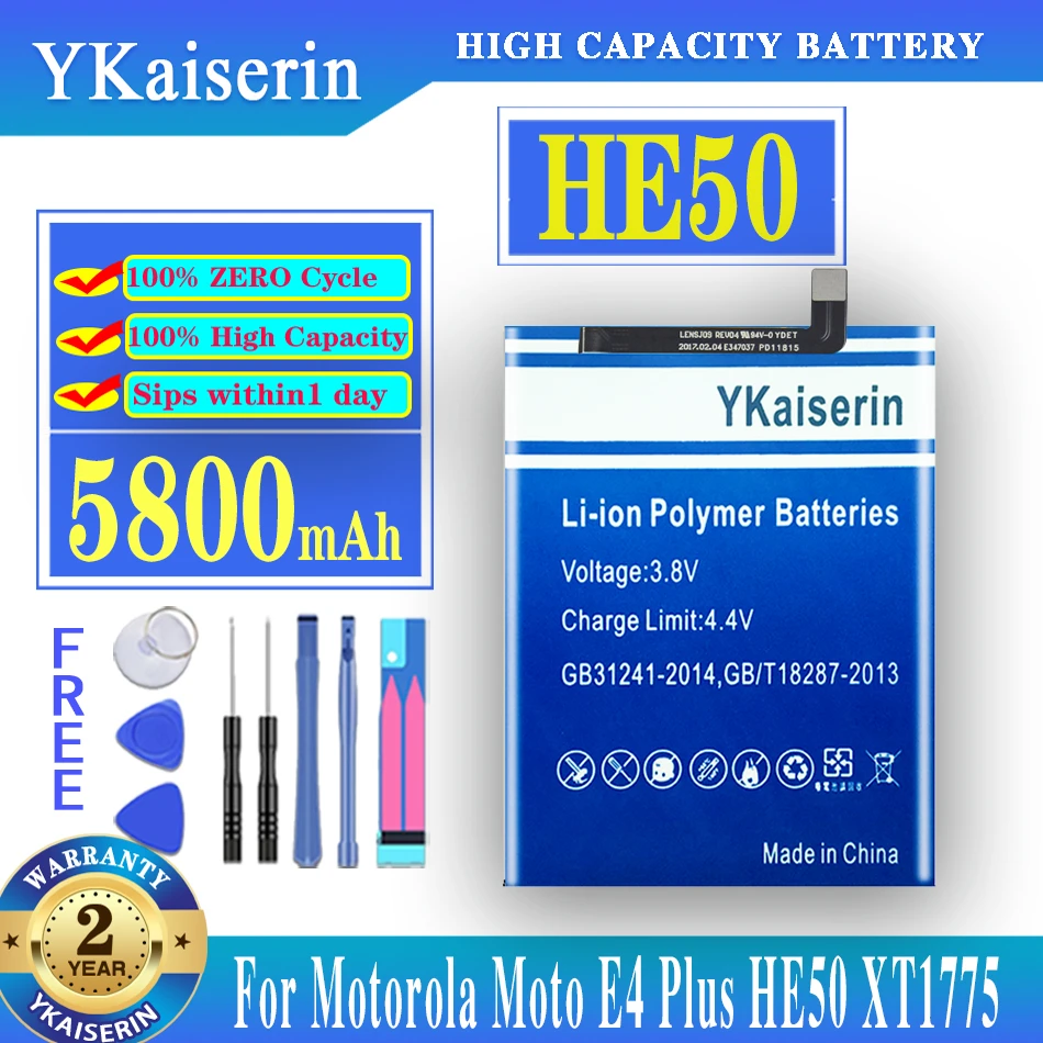 YKaiserin 5800mAh HE50 Battery For Motorola Moto E4 Plus E4Plus E5 PLUS E5PLUS XT1770 XT1771 XT1775 XT1774 XT1776 Phone Batteria
YKaiserin 5800mAh HE50 Battery For Motorola Moto E4 Plus E4Plus E5 PLUS E5PLUS XT1770 XT1771 XT1775 XT1774 XT1776 Phone Batteria