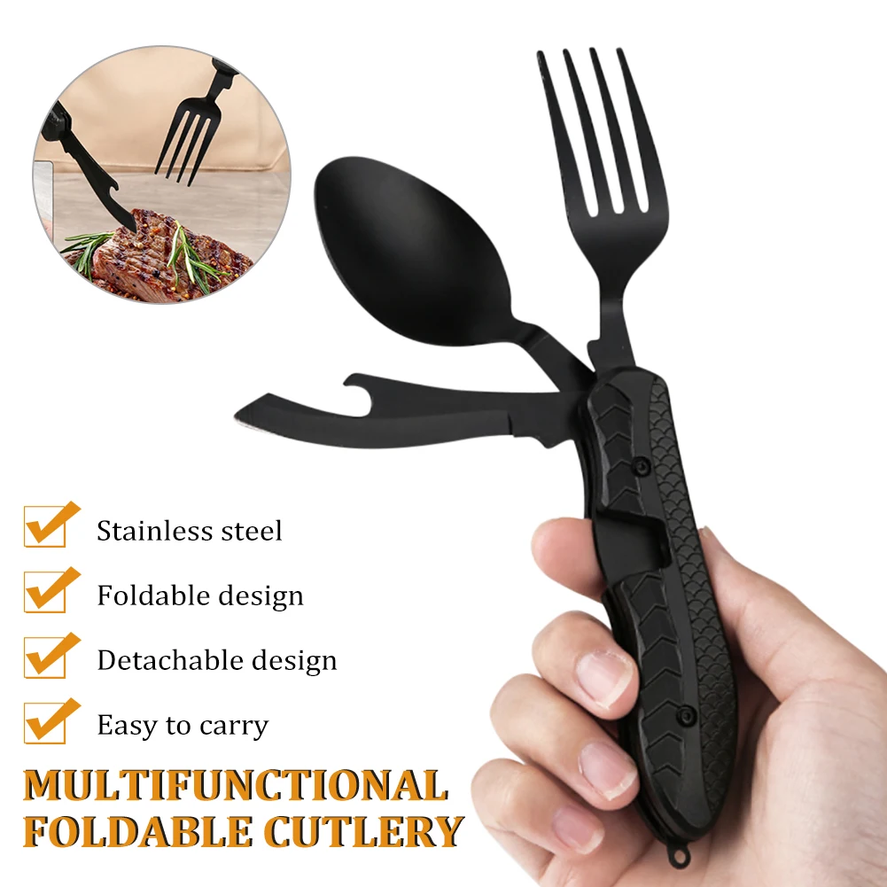 4 In 1 Portable Folding Utensils Stainless Steel Foldable Spoon Fork Knife Bottle Opener Cutlery Set For Camping Picnic Travel
4 In 1 Portable Folding Utensils Stainless Steel Foldable Spoon Fork Knife Bottle Opener Cutlery Set For Camping Picnic Travel