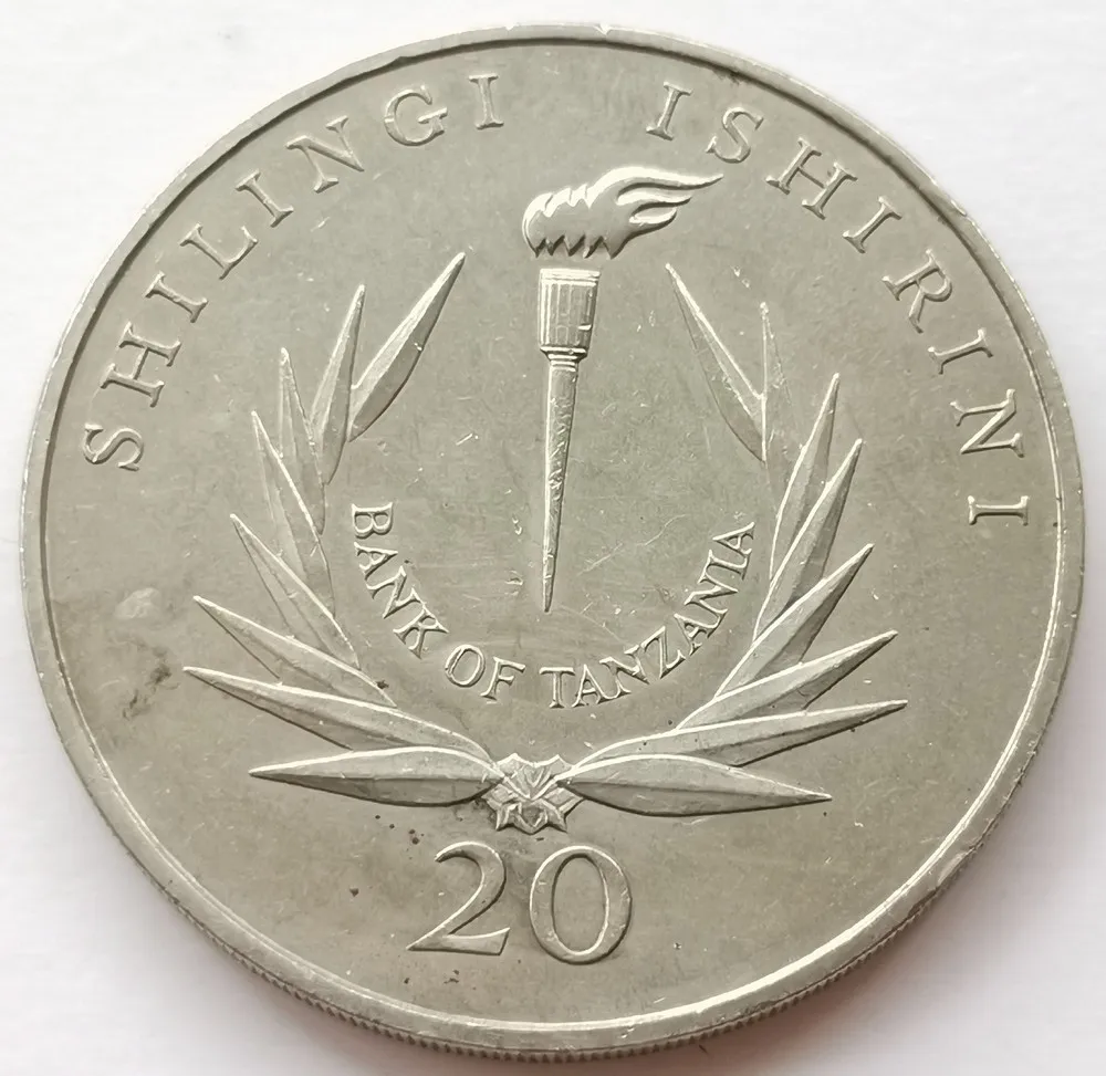 

Юбилейная памятная монета № 1, 38 мм, Танзания, 1980, 20 шиллингов, 20-я годовщина независимости, 100% оригинал
