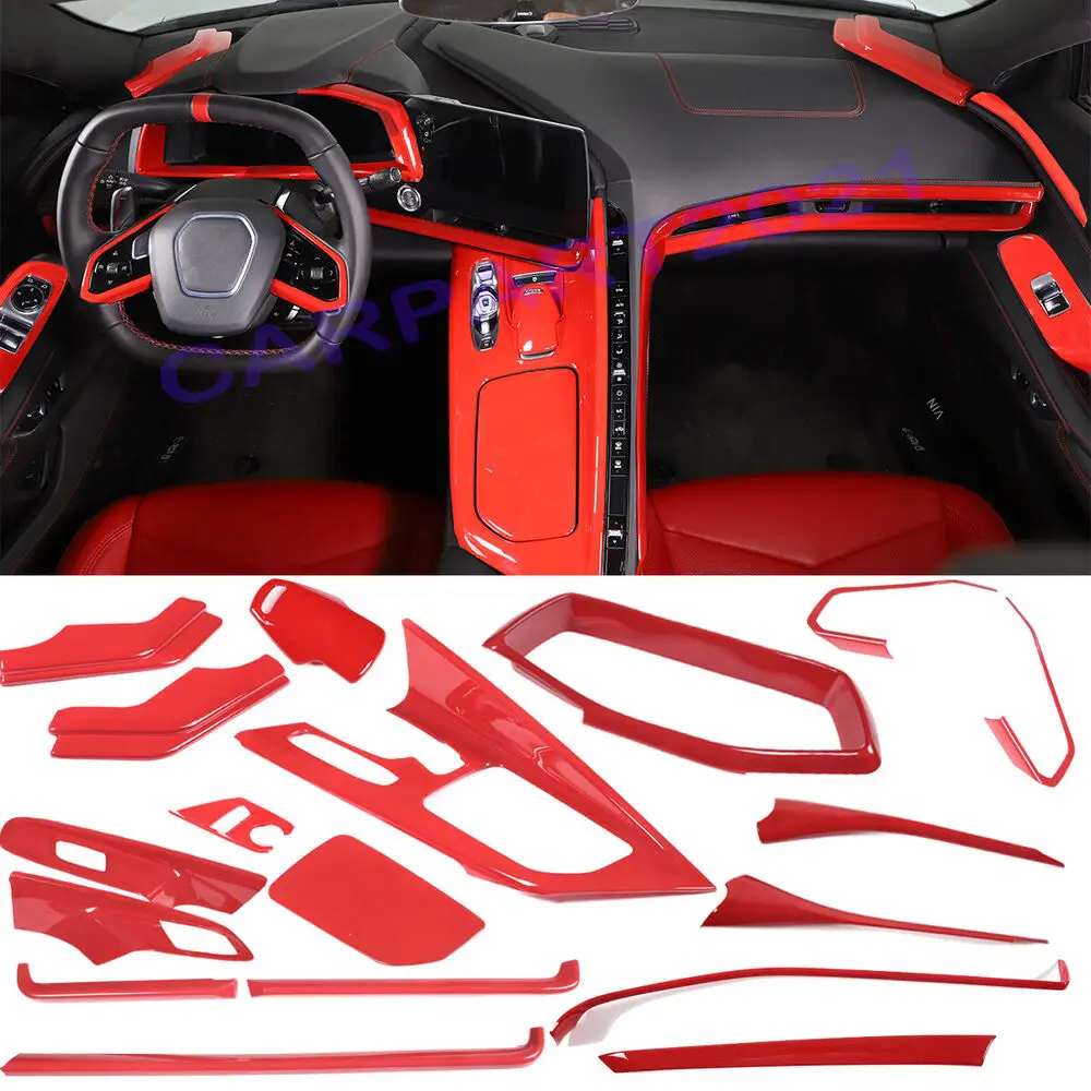 18PCS Red Interior Center Console Cover Trim Set Kit For Corvette C8 2020-23
18PCS Red Interior Center Console Cover Trim Set Kit For Corvette C8 2020-23