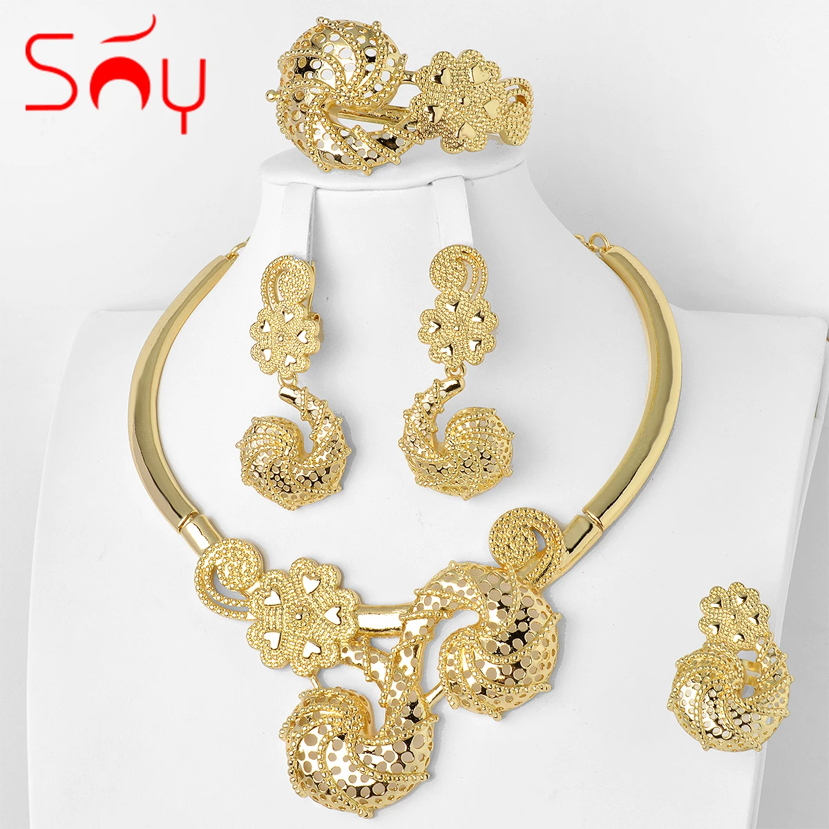 Sunny Unique Jewelry For Bridal Design At The Wedding Exquisite Earrings Necklace Bracelet Ring Set Woman Gold Plated Gifts
Sunny Unique Jewelry For Bridal Design At The Wedding Exquisite Earrings Necklace Bracelet Ring Set Woman Gold Plated Gifts