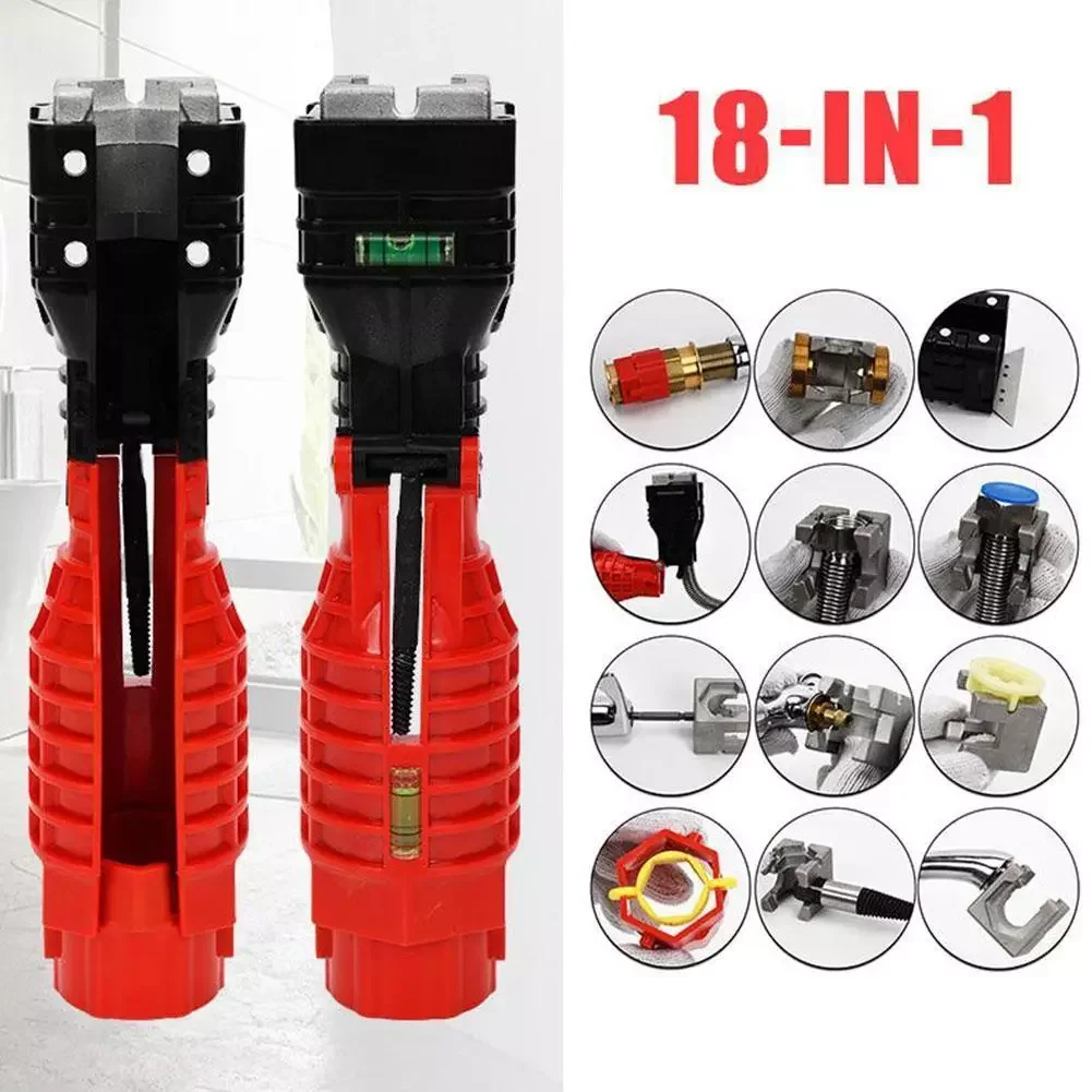 18 in 1 Foldable Water Pipe Wrench Double End Basin Bottom Pliers Sleeve Bathroom Faucet Sink Installation and Maintenance Tool
18 in 1 Foldable Water Pipe Wrench Double End Basin Bottom Pliers Sleeve Bathroom Faucet Sink Installation and Maintenance Tool