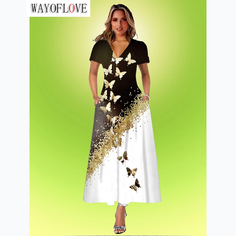 WAYOFLOVE Spring Summer Woman Elegant Long Dress Casual Beach Holiday Butterfly Print Vestidos Slim Short Sleeve Vintage Dresses
WAYOFLOVE Spring Summer Woman Elegant Long Dress Casual Beach Holiday Butterfly Print Vestidos Slim Short Sleeve Vintage Dresses