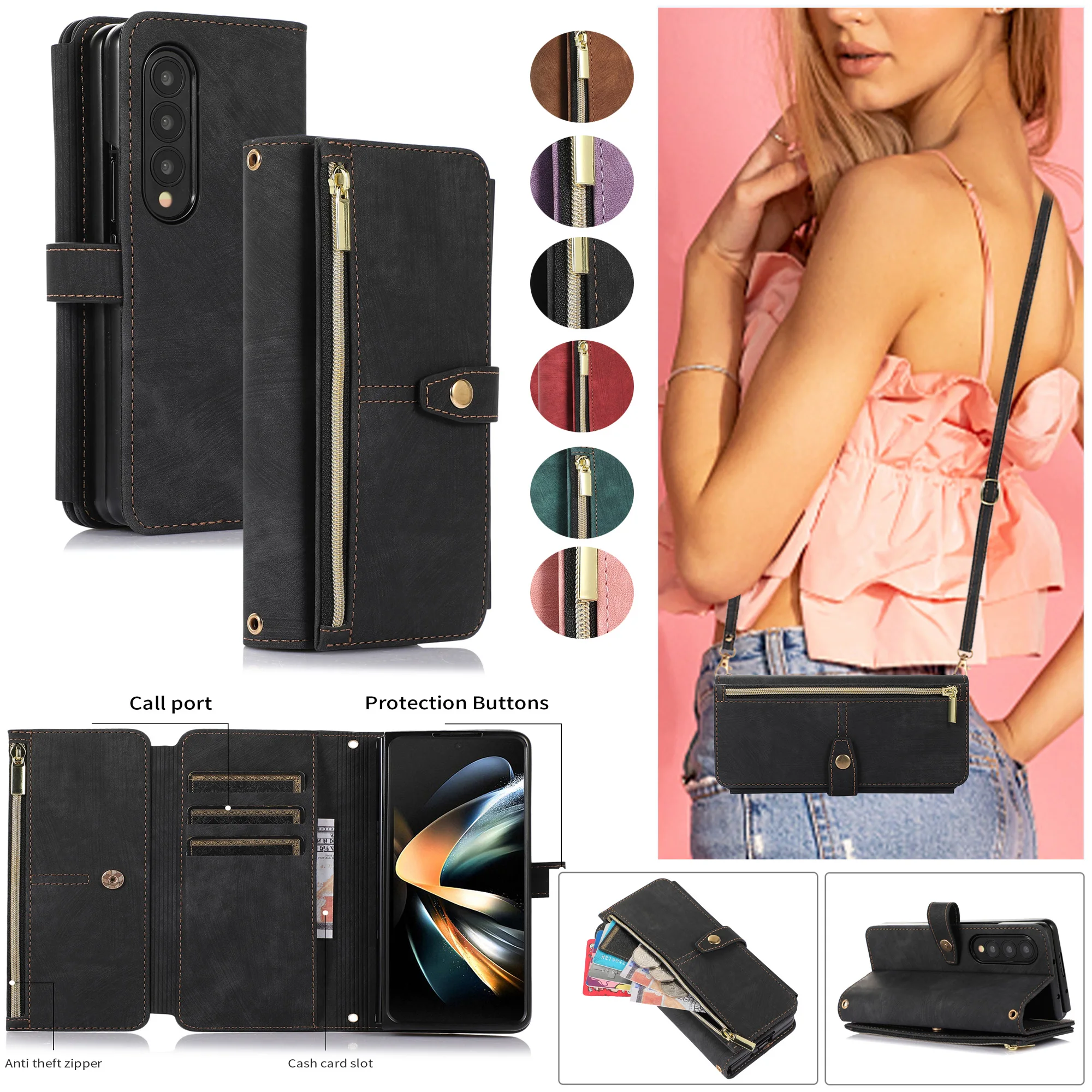 Crossbody Wallet Phone Case For Samsung Galaxy A10/M10 A20/30 A50 A50S A70 A70S Card Holder Stand Lanyard Retro Leather Cover 
Crossbody Wallet Phone Case For Samsung Galaxy A10/M10 A20/30 A50 A50S A70 A70S Card Holder Stand Lanyard Retro Leather Cover