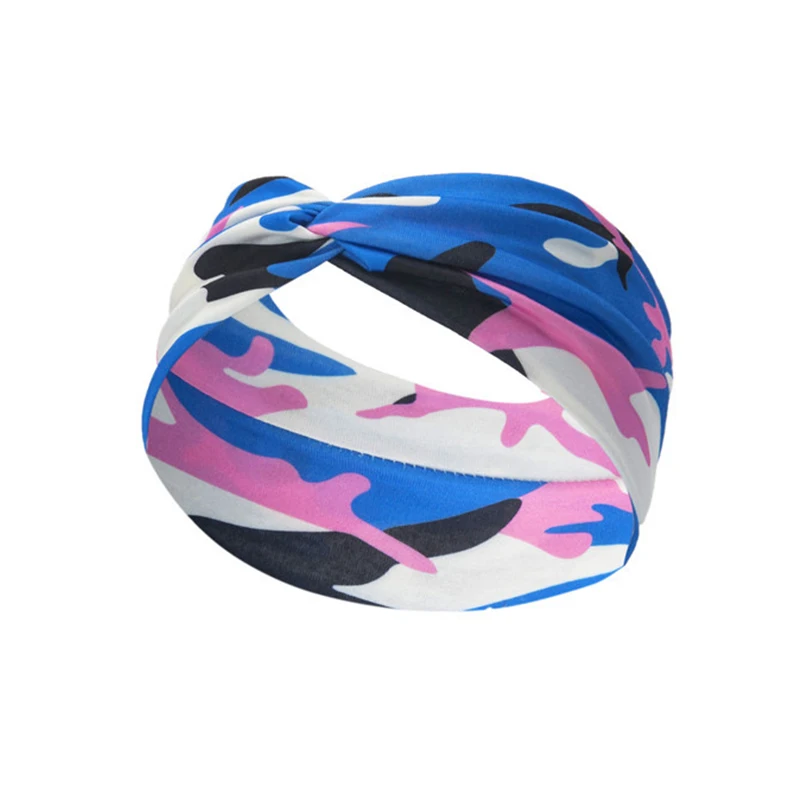 

Women Cross Knot Headbands Sport Yoga Wide Cotton Stretch Bandana Turban Camouflage Knotted Elastic Hair Bands Hair Accessories