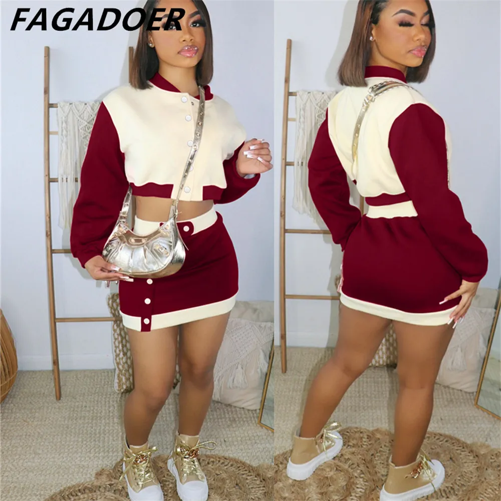 FAGADOER Winter Fall Outfits Women Patchwork Baseball Coat + Mini Skirts Sets 2 Piece Sets Womens Outfit Casual Streetwear Y2K
FAGADOER Winter Fall Outfits Women Patchwork Baseball Coat + Mini Skirts Sets 2 Piece Sets Womens Outfit Casual Streetwear Y2K