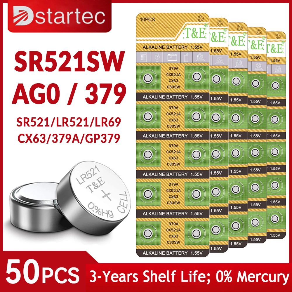 DSTARTEC 50PCS AG0 монетный элемент LR521 379 кнопка аккумулятор монета основная батарея 1.55V SR521SW 379A LR69 часы игрушка без ртути
DSTARTEC 50PCS AG0 монетный элемент LR521 379 кнопка аккумулятор монета основная батарея 1.55V SR521SW 379A LR69 часы игрушка без ртути