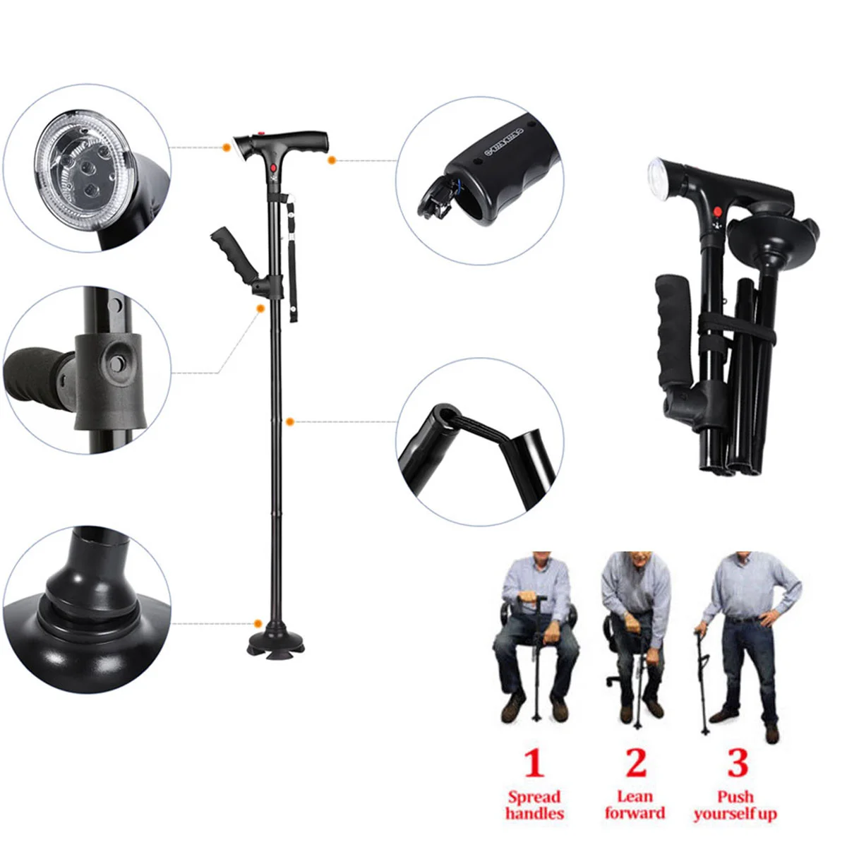 Fold Cane Hiking Cane Telescopic Cane LED Folding Cane Adjustable Cane Light Foldable Blind Cane Telescopic Cane
Fold Cane Hiking Cane Telescopic Cane LED Folding Cane Adjustable Cane Light Foldable Blind Cane Telescopic Cane
