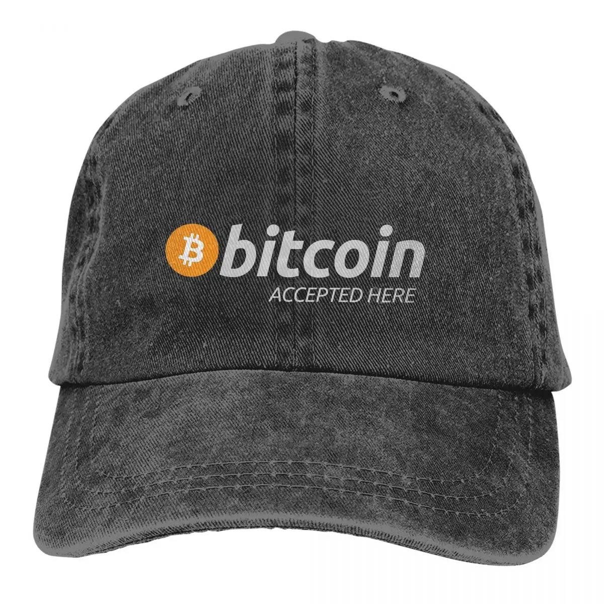

Accepted Here BTC Baseball Caps Peaked Cap Bitcoin Cryptocurrency Miners Meme Sun Shade Hats for Men Women