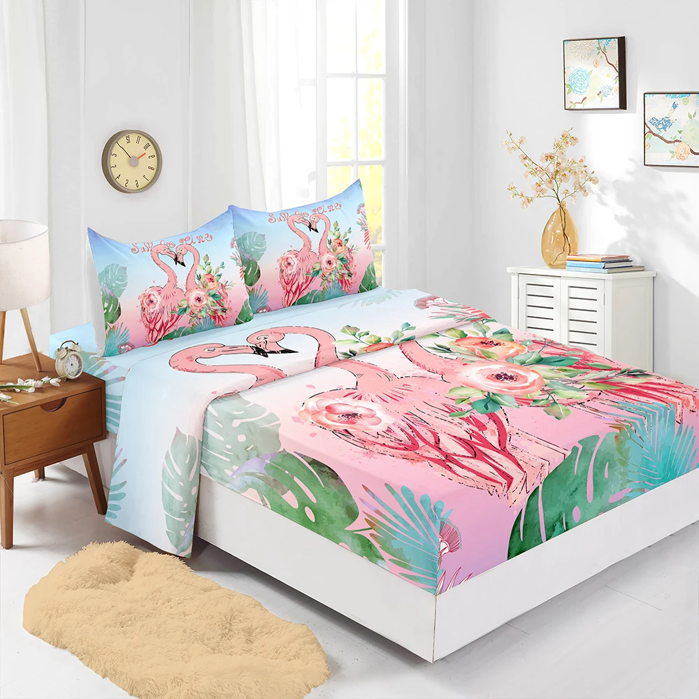 Flamingo Sheets with A Pink Bottom Pattern Four Piece Bedding Set for Bed Queen Size Bed Sheets Set Bedroom Bed
Flamingo Sheets with A Pink Bottom Pattern Four Piece Bedding Set for Bed Queen Size Bed Sheets Set Bedroom Bed