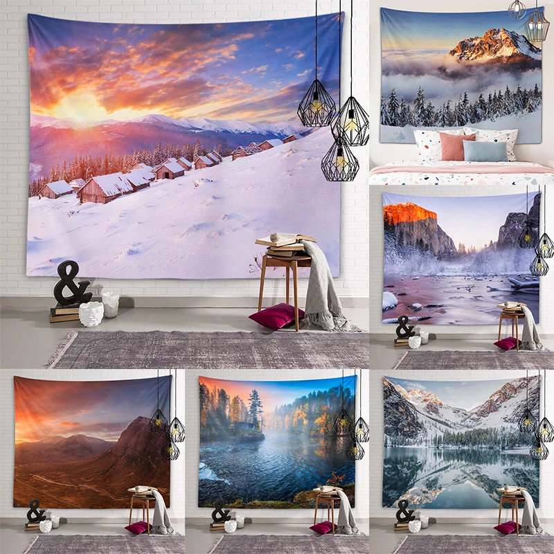 

Winter Landscape Tapestry Mountains and Streams Landscape Wall Art Tapestry Room Aesthetics Living Room Home Decoration