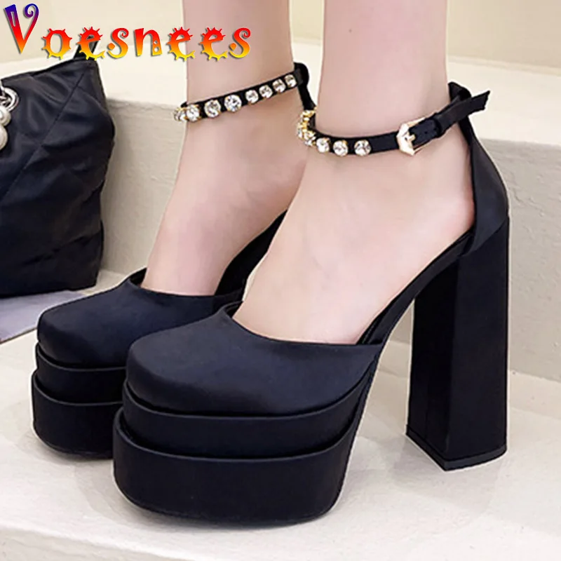 Black Quality Silk High Heels Summer Trend Thick Heels Comfortable Party Shoes Luxury 14CM Women Wedding Buckle Strap Sandals
Black Quality Silk High Heels Summer Trend Thick Heels Comfortable Party Shoes Luxury 14CM Women Wedding Buckle Strap Sandals