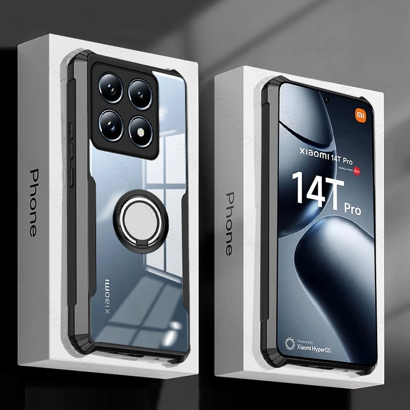 Акриловая прозрачная задняя крышка для Xiaomi 14T Pro 5G магнитный держатель кольцо