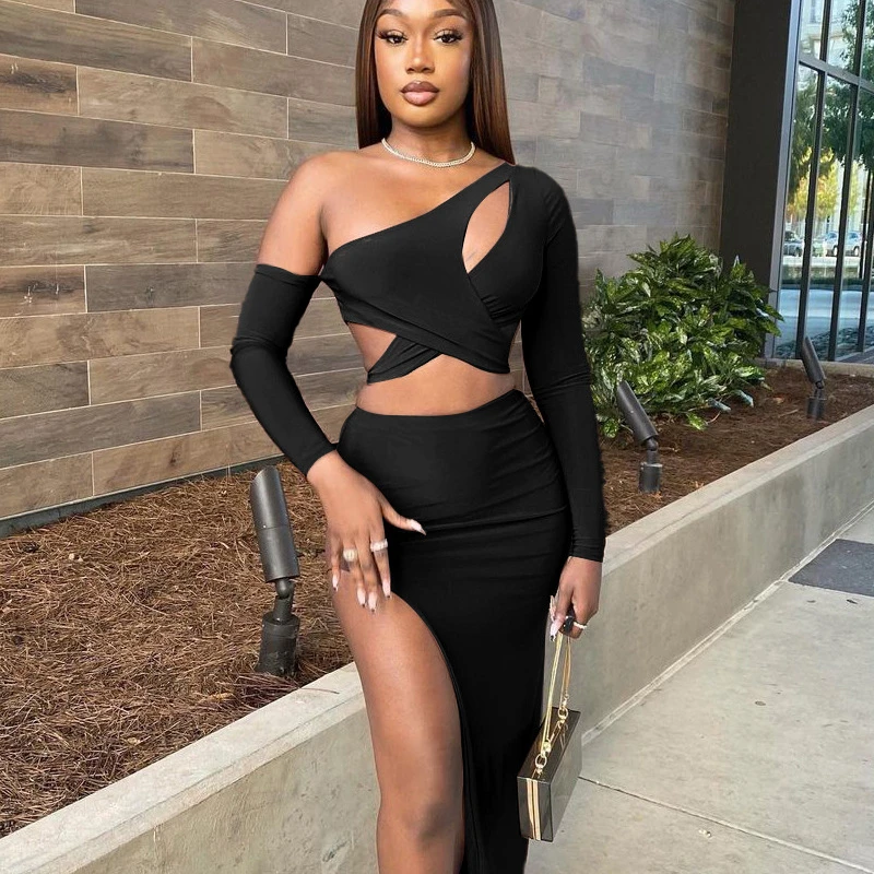 Long Sleeve Hollow Out Lace Up Irregular Crop Top Side Slit Midi Skirt Set Streetwear Women 2 Pieces Outfit 2022 Party
Long Sleeve Hollow Out Lace Up Irregular Crop Top Side Slit Midi Skirt Set Streetwear Women 2 Pieces Outfit 2022 Party