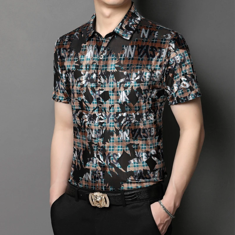 Summer new ice silk short sleeve men's shirt slim thin inch shirt fashion hollow half sleeve flower shirt
Summer new ice silk short sleeve men's shirt slim thin inch shirt fashion hollow half sleeve flower shirt