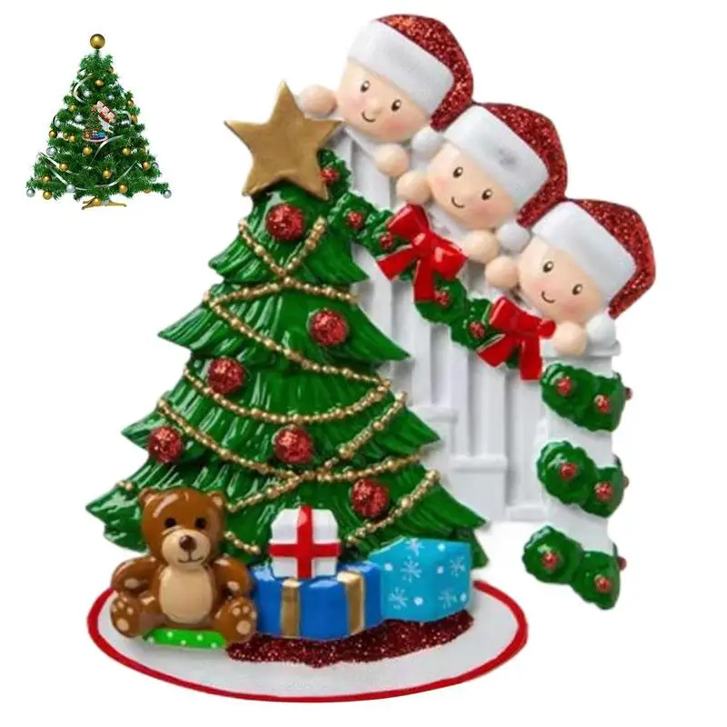 

Рождественское украшение, Рождественский кулон, семейное имя из смолы, благословение, Рождественское украшение, кулон, семья вокруг елки, украшение