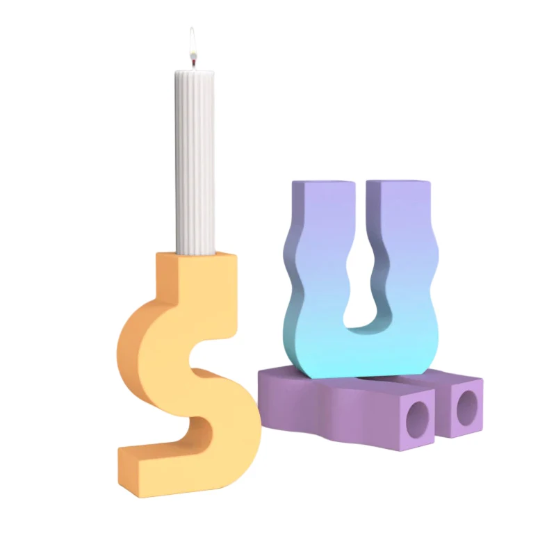 

Geometry S U Shape Candlestick Epoxy Resin Silicone Moulds Wave Candlestick Plaste Mould Concrete Cement Gypsum Silicone Molds