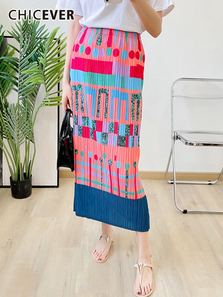 CHICEVER Print Colorblock Skirt For Women High Waist Straight Loose Split Fold Pleated Midi Skirts Female 2022 Summer Clothing
CHICEVER Print Colorblock Skirt For Women High Waist Straight Loose Split Fold Pleated Midi Skirts Female 2022 Summer Clothing