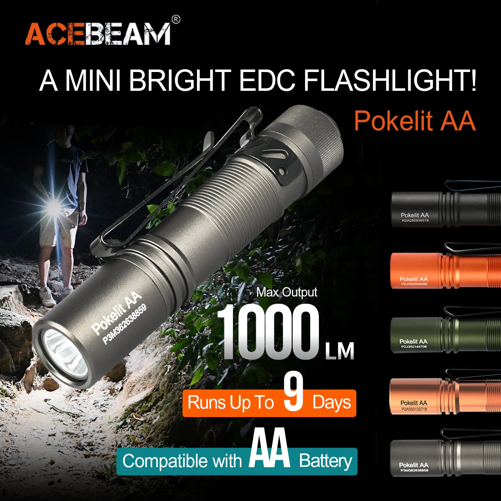 ACEBEAM Pokelit AA EDC Flashlight 550 Lumens High CRI90 USB-C Rechargeable IP68 Small Pocket LED Flashlight For Everyday Carry
ACEBEAM Pokelit AA EDC Flashlight 550 Lumens High CRI90 USB-C Rechargeable IP68 Small Pocket LED Flashlight For Everyday Carry