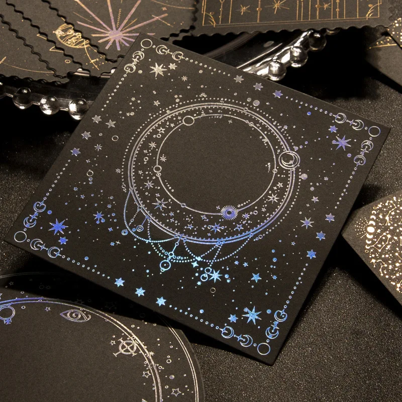 10Sheets Bronzing Laser Card Decoration Gold Silver Moon Night Light Vintage Landscaping Material Scrapbook Handbook 108*178MM
10Sheets Bronzing Laser Card Decoration Gold Silver Moon Night Light Vintage Landscaping Material Scrapbook Handbook 108*178MM