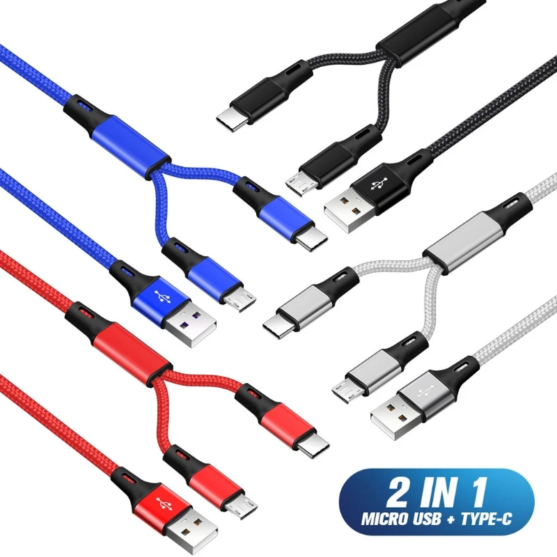 2In1 USB Cable Split Mobile Phone Charger Cable Micro USB Type C Cable For Xiaomi Samsung Android Phone Cable Fast Charge
2In1 USB Cable Split Mobile Phone Charger Cable Micro USB Type C Cable For Xiaomi Samsung Android Phone Cable Fast Charge