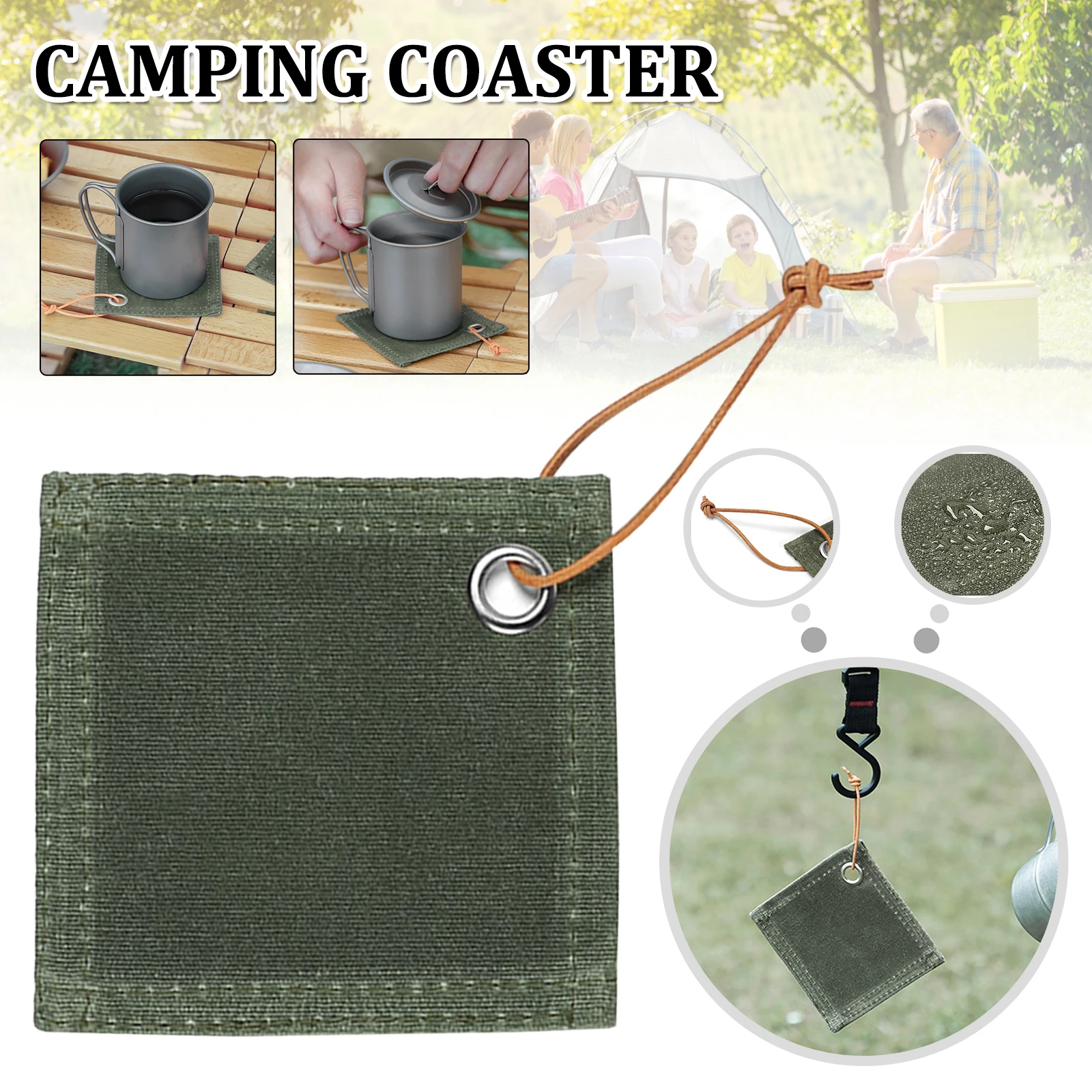 Washable Heat Insulation Cup Holder Non-Slip Table Coaster Outdoor Waxed Canvas Coasters with Hanging Loop for Camping Square
Washable Heat Insulation Cup Holder Non-Slip Table Coaster Outdoor Waxed Canvas Coasters with Hanging Loop for Camping Square