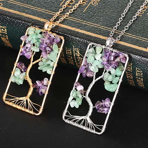 Reiki Healing Natural 2 Color Crystal Gravel Wrap Necklace Handmade Square Tree Of Life Fortune Tree Rock Crystal Choker Women
Reiki Healing Natural 2 Color Crystal Gravel Wrap Necklace Handmade Square Tree Of Life Fortune Tree Rock Crystal Choker Women